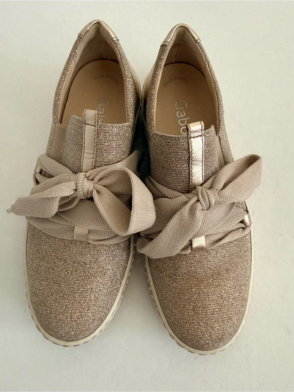 Gabor 63.333 Metallic Rose Gold Bow-Accent Slip-On Sneakers